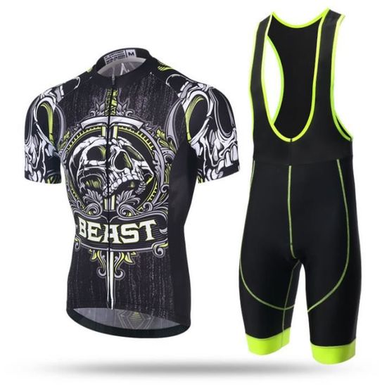 Tenue Cyclisme Homme FFFF&OLFEH - Maillot + Cuissard Gel 9D - Respirant - Poches Arrière - Pour VTT/Route