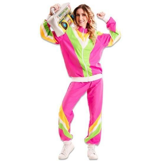 FOXXEO Costume Survetement Années 80 Homme - Taille S à XXXXXL - Rose Blanc Noir
