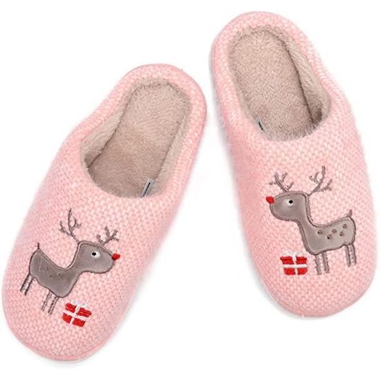 Chaussons Maison Femme - Pantoufles Mémoire De Forme - Doublure Fourrure Synthétique - Lavables En Machine - Pour Automne/hiver