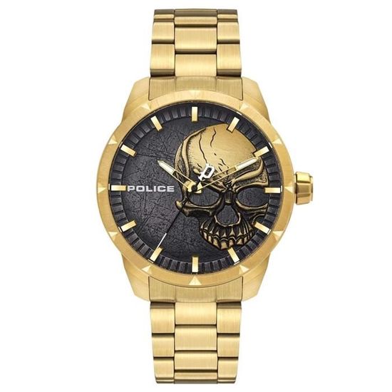 Montre Police Acier inoxydable Or Crâne