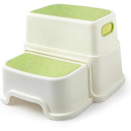 Tabouret 2 Marches Enfant Bois - Marchepied Antidérapant 300 Lbs