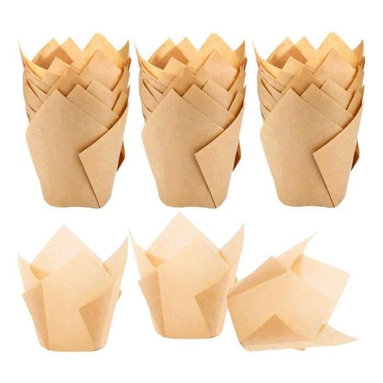 JUGUTA 200 Caissettes Muffins Papier Naturel - Résistantes à La Graisse, Non Blanchies, Idéales Pâtisserie