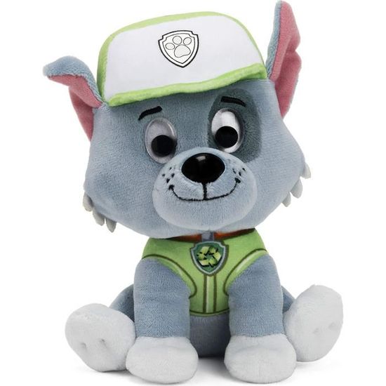 Peluche Chase Pat Patrouille 35cm - Doudou Officiel PAW Patrol - Lavable Surface - Jouet Bébé 1 An