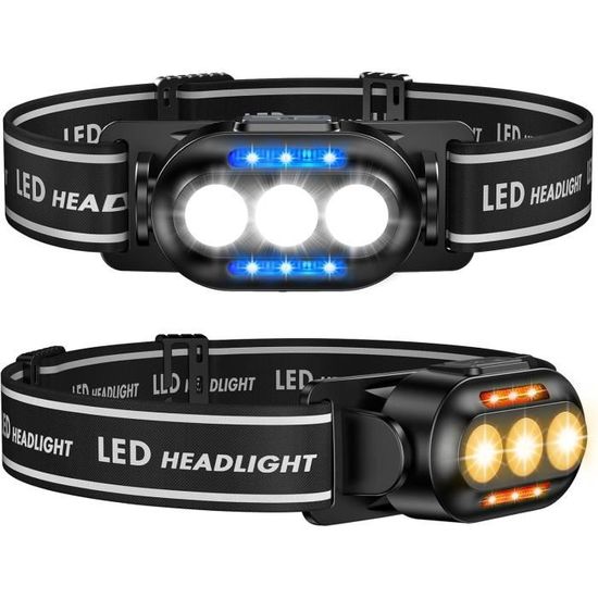 Lampe Frontale LED Rechargeable – 5 LED, 4 Modes, USB, Waterproof – Camping Randonnée