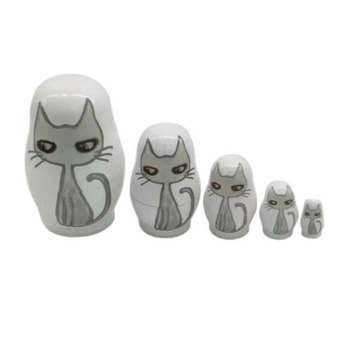 5 PIÈCES POUPÉE empilable russe lion animal en bois Matryoshka poupées