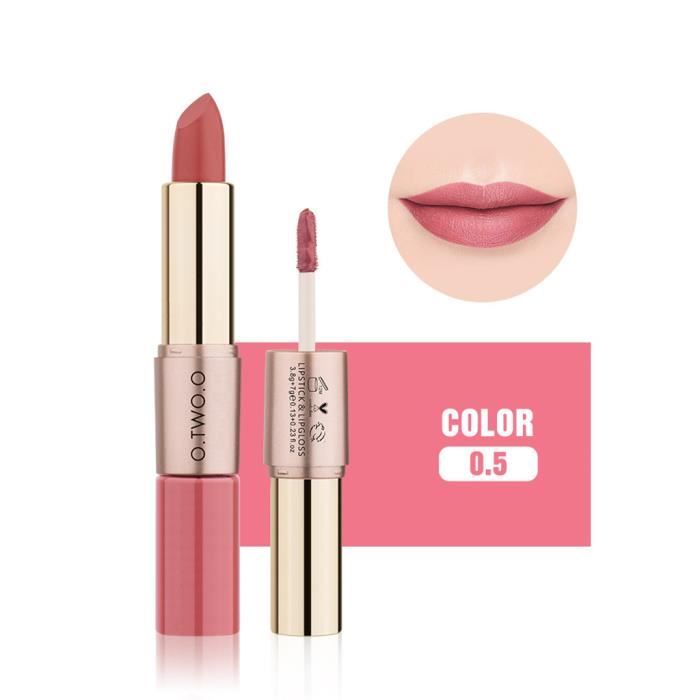 Femmes 2 en 1 Velvet Matte Lipstick Lip Gloss Double-End Makeup 12 couleurs JCH90430685E_Ni