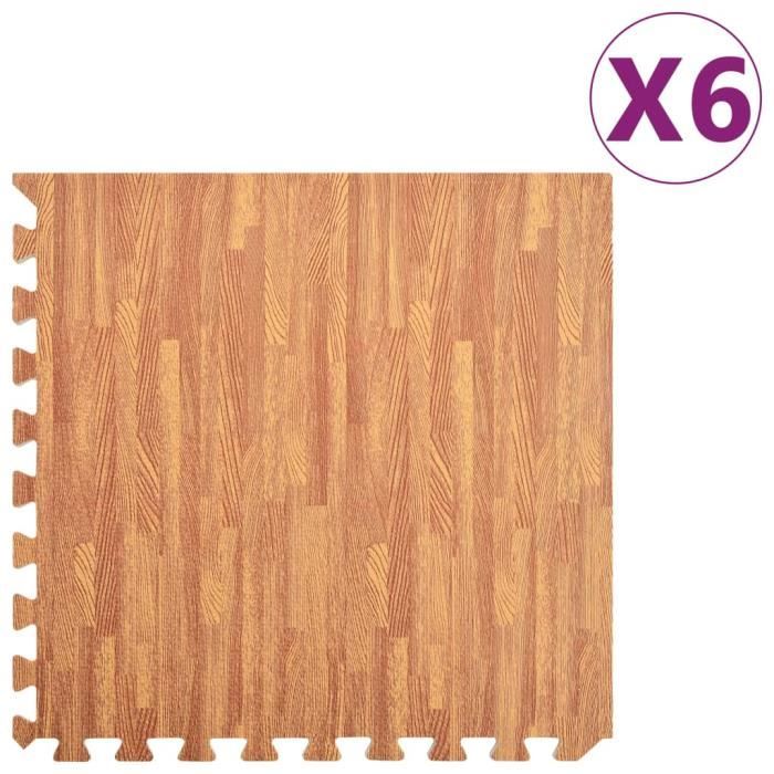 Tapis de sol pour vélo d'exercice vélo elliptique Fitness - 6 pcs Grain de bois 2,16㎡ Mousse EVA