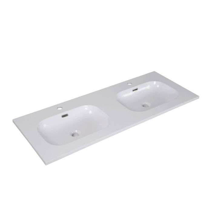 Plan Double Vasque Blanc Résine De Synthèse 120 Cm Enio