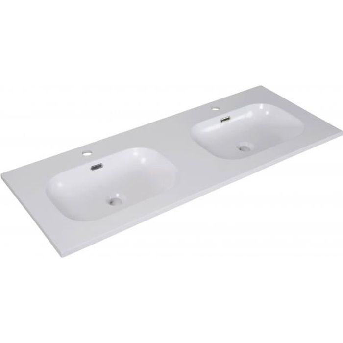 Plan Double Vasque Blanc Résine De Synthèse 120 Cm Enio