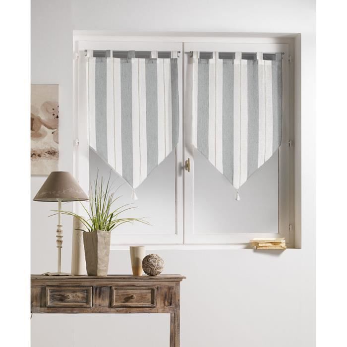 2 voiles passants pompons 120cm HELIOS GRIS.