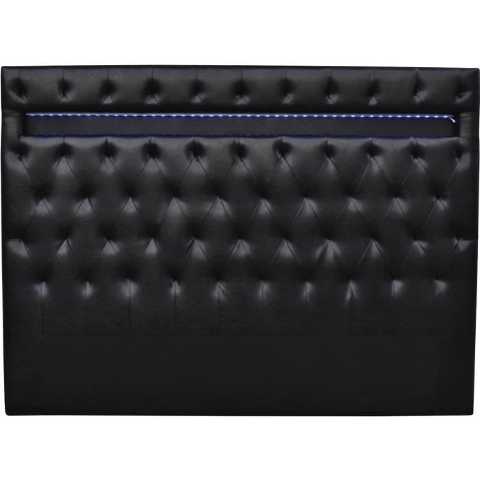 Tête de lit -Déco- LED - 140 x 190 cm - Noir