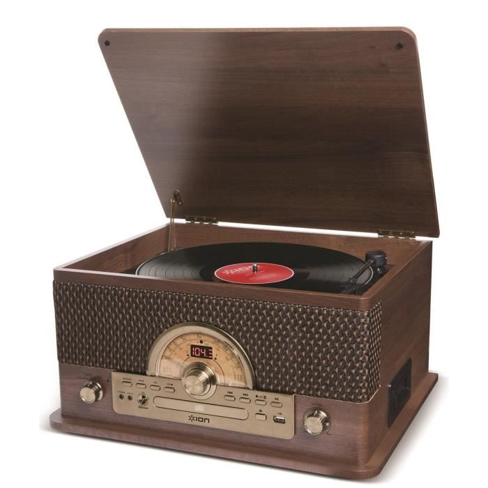 ION Audio Superior LP - Chaîne hi-fi 7-en-1 avec Platine Vinyle 3 Vitesses (33, 45 et 78 tours), Lecteurs CD et Cassette, Radio A