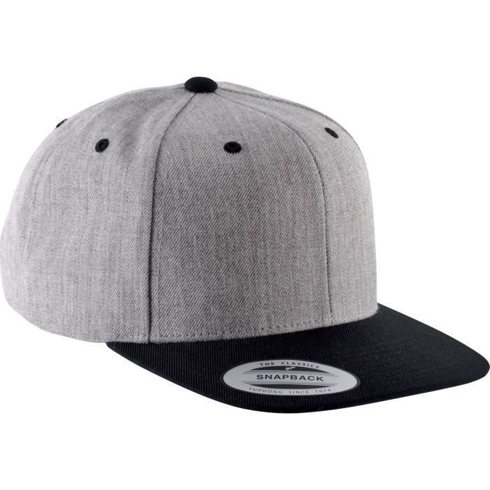 Casquette visière plate - 6 panneaux (Heather Grey / Black - One Size - Homme)
