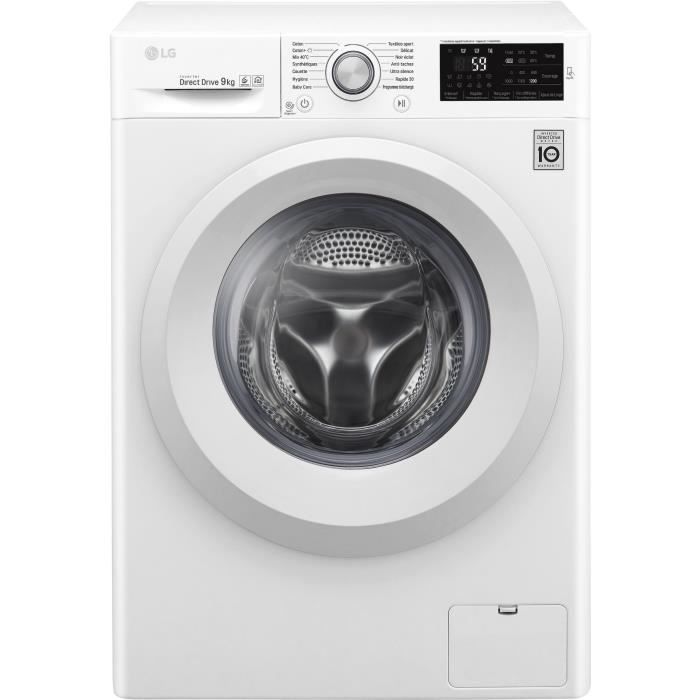 Lave-linge hublot LG F92J53WH - 9 kg - Moteur induction - Classe A+++ - 1200 tours/min - Blanc