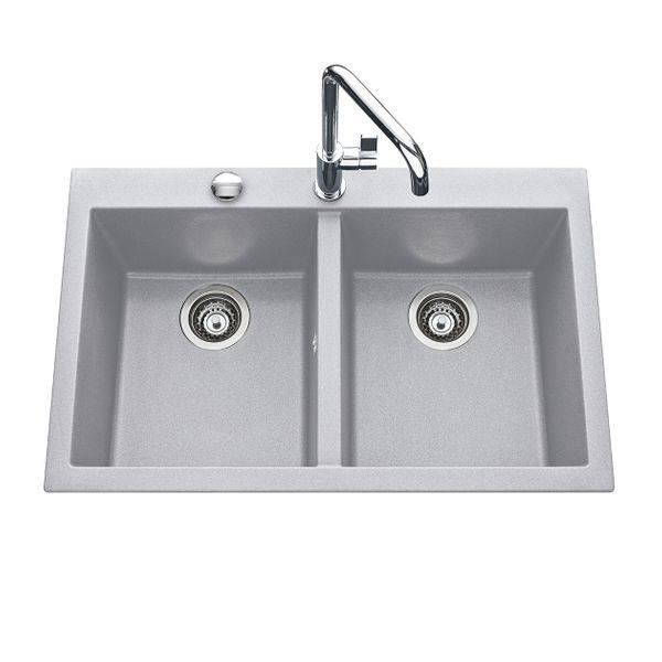 Évier granit gris métal Luisina QUADRILLE 2 bacs Gris