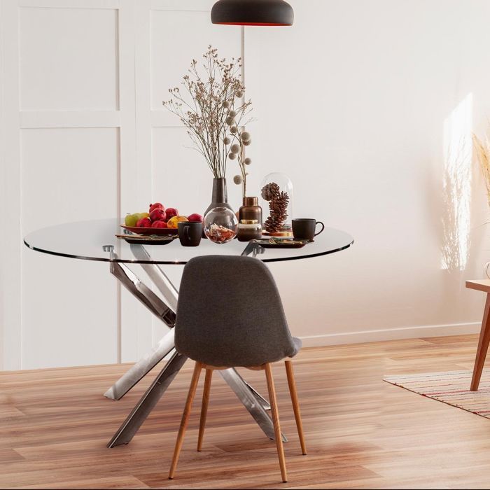 Table ronde en verre Corix pieds Métal