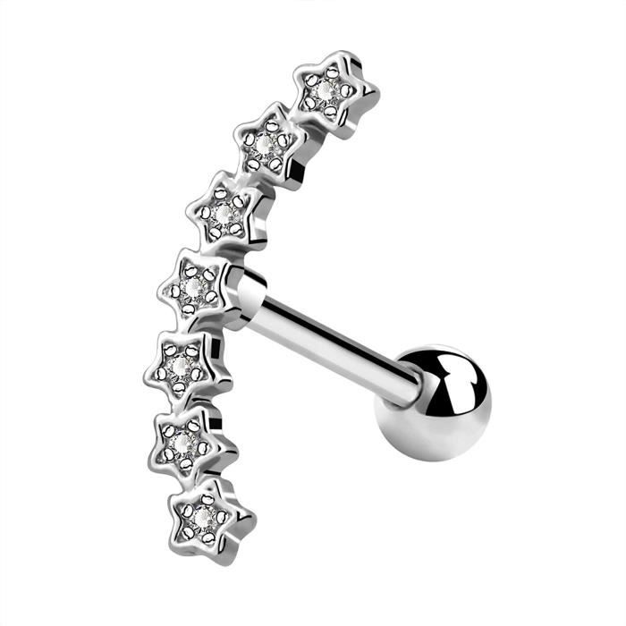 OUFER 16G Helix Piercing Oreille Cartilage en Acier Inoxydable 316L avec CZ Etoile Piercing Tragus Bijoux de Piercing