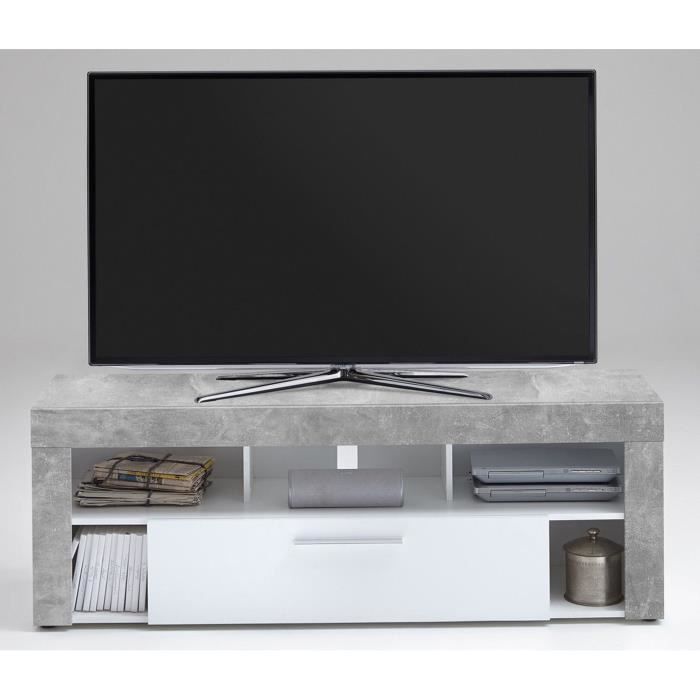 Meuble TV en MDF et panneaux de particules coloris Light Atelier-blanc- Dim : L 150 x H 53 x P 41,5 cm