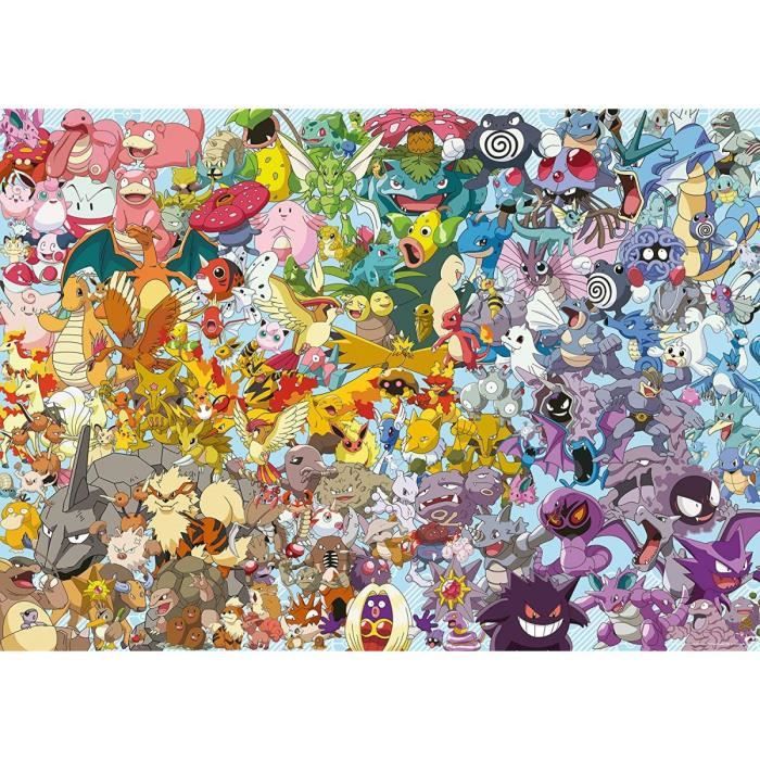 Puzzle Adulte Pokemon Le Challenge - 1000 Pieces - Collection Dessin Anime - Bulbizar - Pikachu - Salameche - Tortank