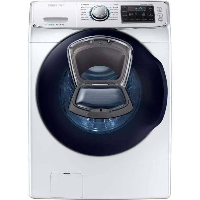 Lave-linge hublot SAMSUNG WF16J6500EW - 16 kg - Moteur induction - Classe A++ - 1200 tours/min - Blanc