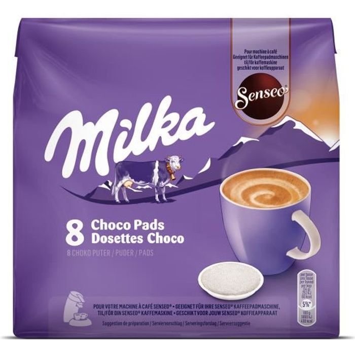 LOT DE 5 - SENSEO Milka Café dosettes chocolat lait - boite de 8 dosettes