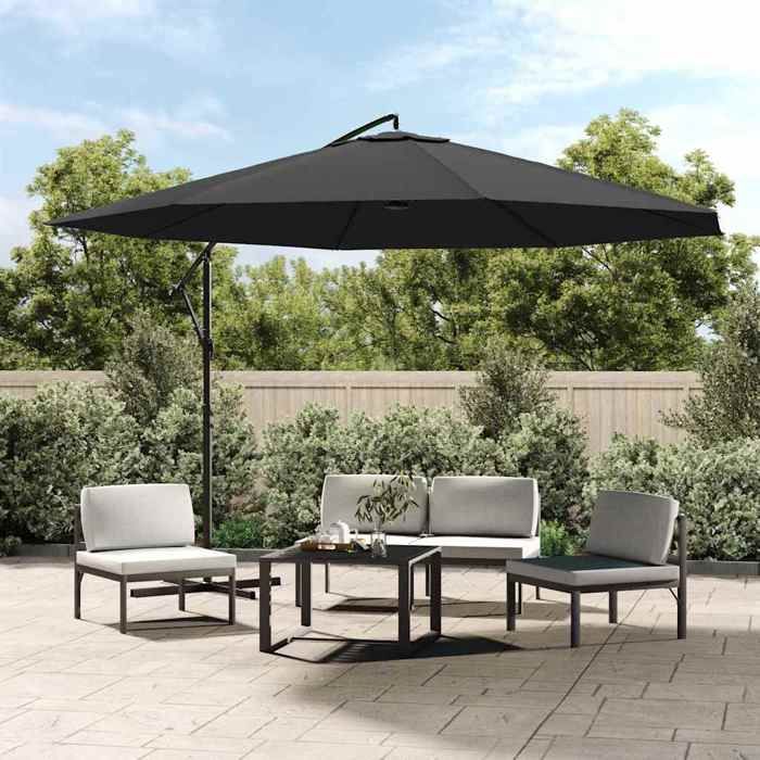 VidaXL Parasol en porte-à-faux avec poteau Aluminium 350 cm Anthracite