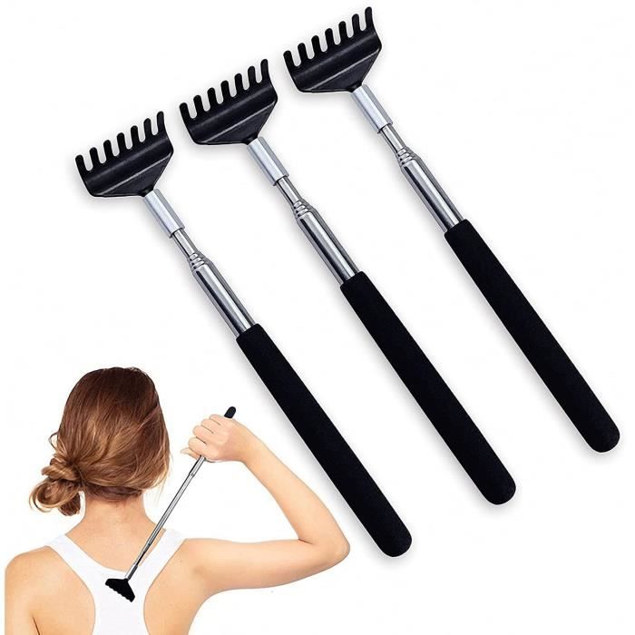 Gratte-Dos, VIPITH Lot de 3 Masseur de dos télescopique en acier inoxydable extensible portable - Soulagement des démangeaisons