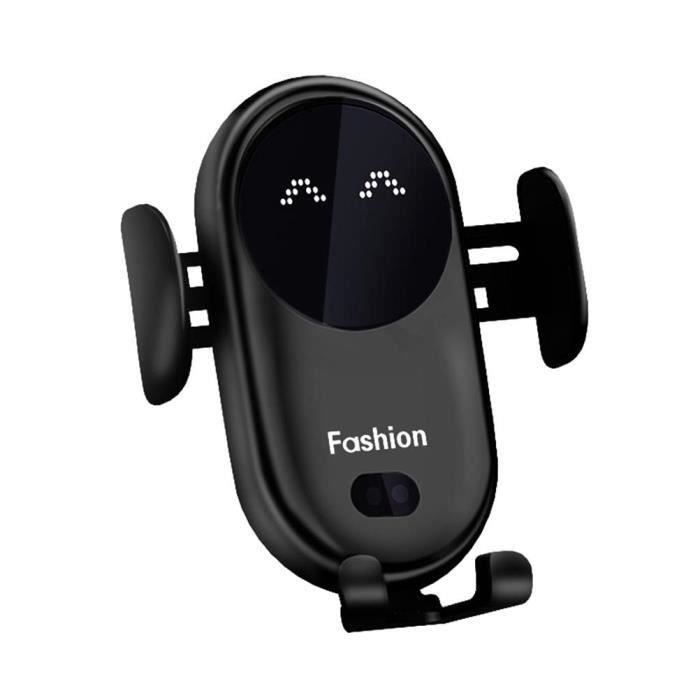 Chargeur support téléphone de voiture sans fil à induction infrarouge intelligent - Noir