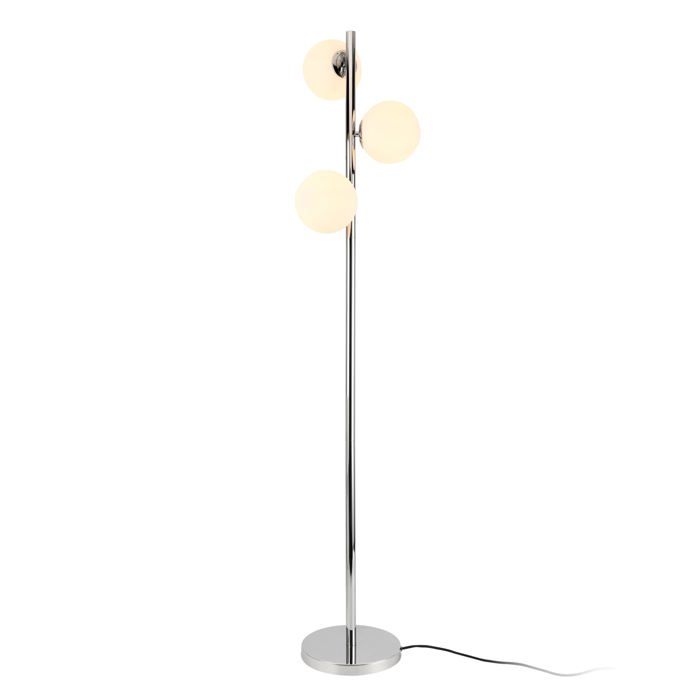 Lampadaire Lampe à Pied Lampe sur Pied Métal et Verre 3 x E14 154 cm Chrome et Blanc 03_0002438 Lampadaire Lampe à Pied Lampe sur Pied Métal et Verre 3 x E14 154 cm Chrome et Blanc 03_0002438