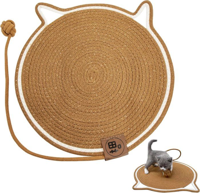 Comparer les prix de Tapis Griffoir Chat Grattoir Gratoir - Planche à Gratter pour Cat avec Boule Graffer Griffer en Forme d'oreille de Chats 43cm