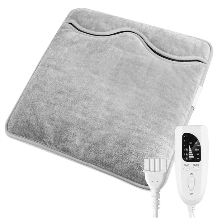 Chauffe-pieds électrique Pliable 40x80 Cm - 6 Niveaux De Température, Minuterie, Lavable, Bleu Marine/gris - 2