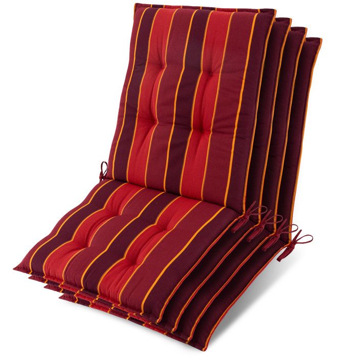 4x Coussin pour chaise basse Sun-NL 100x50x8cm rouge-rayé 4x Coussin pour chaise basse Sun-NL 100x50x8cm rouge-rayé