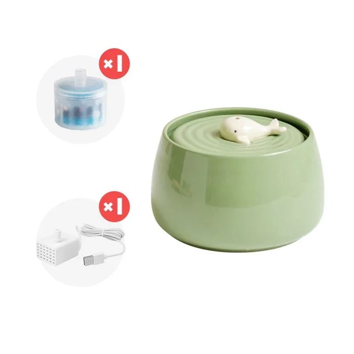 Comparer les prix de AMIS - FONTAINE A EAU - Fontaine en céramique 13L pour chat USB filtration à circulation - Vert