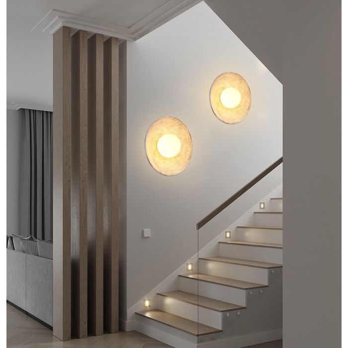 iDEGU 2pcs Applique Murale Moderne Rond LED G9 Lampe Murale Vintage Abat-jour en Résine Design Tourbillon Lustre Murale Retro Chaud