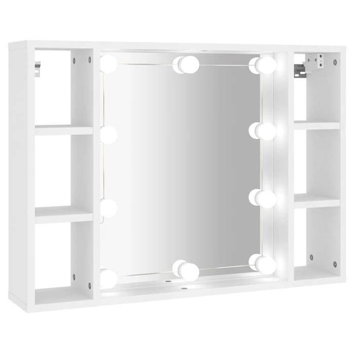 Blanc Armoire à miroir CLARENCE MEUBLE WC - avec LED Blanc 76x15x55 cm LV1855