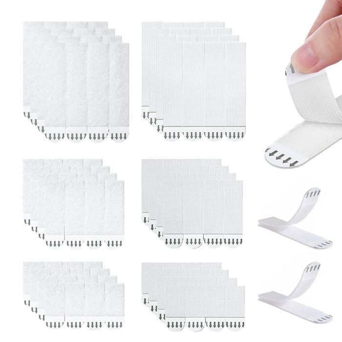48 Paires (96 Bandes) De Languettes Auto-agrippantes Pour Accrocher Tableaux - Bandes De Suspension Résistantes à L'eau, Amovibles Et Sans Percer - Pour Cadres, Décorations De Noël Et Objets Légers