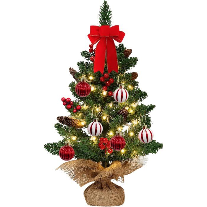 Mini Sapin De Noel 60cm, Petit Sapin De Noel Artificie Lumineux LED