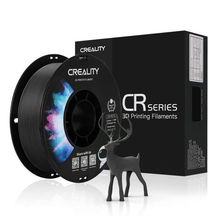 Filament PETG Creality CR-PETG 1KG 1.75mm ±0.02 mm Facile à imprimer haute ténacité anti-enchevêtrement forte adhérence Noir