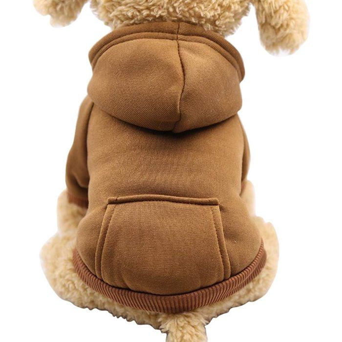 Comparer les prix de XS-Sweat à capuche dhiver pour chien avec poche - Vêtement chaud pour Chihuahua et petits chiens/chats marron café taille XSo