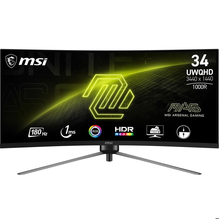 MSI MAG 345CQR Curved Gaming Monitor 34 UWQHD Rapid VA 3440x1440 180Hz / 1ms Adaptive Sync DP 1. HDMI 2.0b CEC