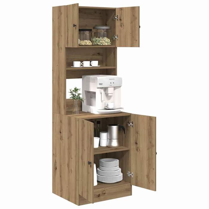 Hot Sale®Buffet de cuisine (2 pcs) Armoire/Vitrine/Placard - SOLOMON - meuble de cuisine - Fixation sur pied - Chêne artisanal 60x
