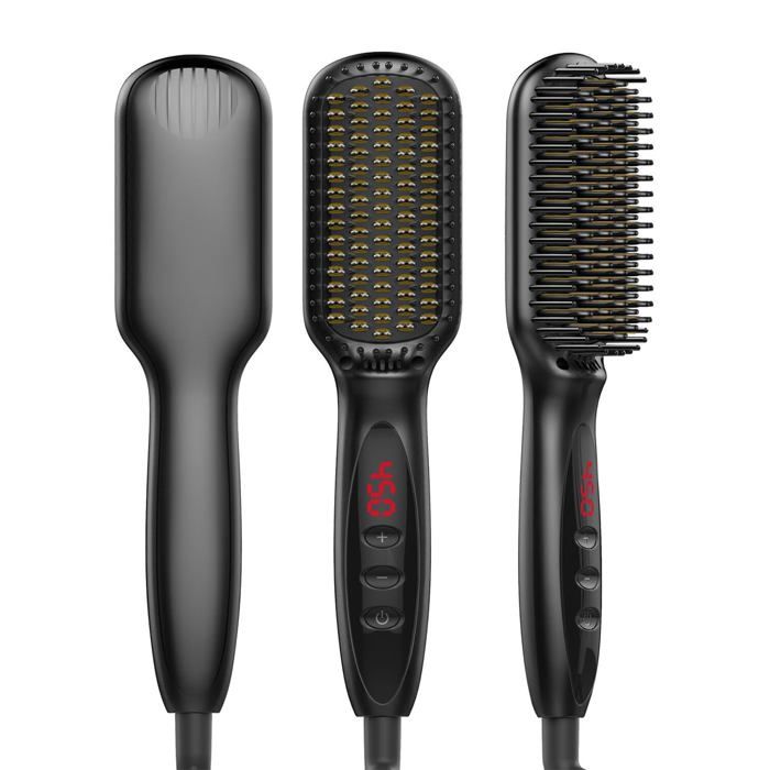 Brosse Lissante 2 en 1 Peigne Chauffant 120-230°C Chauffage Rapide LCD pour Cheveux Fins/Épais Cuneary