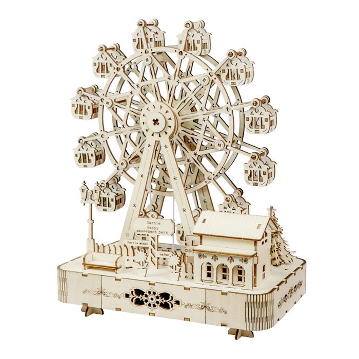 DAM Maquette en Bois 3D design de Grande Roue avec mouvement mécanique musique et lumières. 133 pièces. 23x11 5x28 5 Cm. Bois DAM Maquette en Bois 3D design de Grande Roue avec mouvement mécanique musique et lumières. 133 pièces. 23x11 5x28 5 Cm. Bois