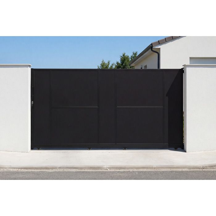 Casanoov portail coulissant acier 3m nali h.160cm noir + moteur ranger c300