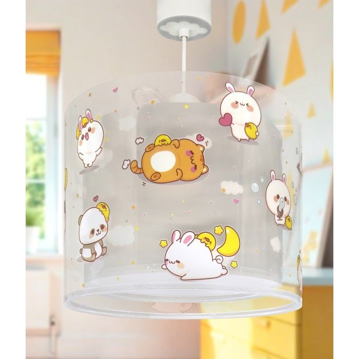 Dalber Lustre et lampe suspension pour enfants Kawaii Friends Gris Animaux enfants