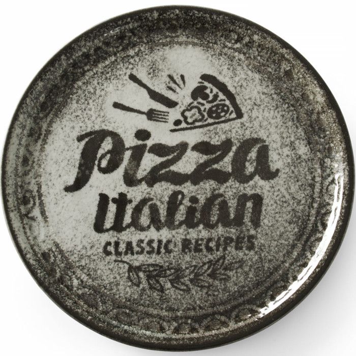 Assiettes à pizza en porcelaine noire collection Recipe Collection diamètre 33 cm - lot de 6 Assiettes à pizza en porcelaine noire collection Recipe Collection diamètre 33 cm - lot de 6