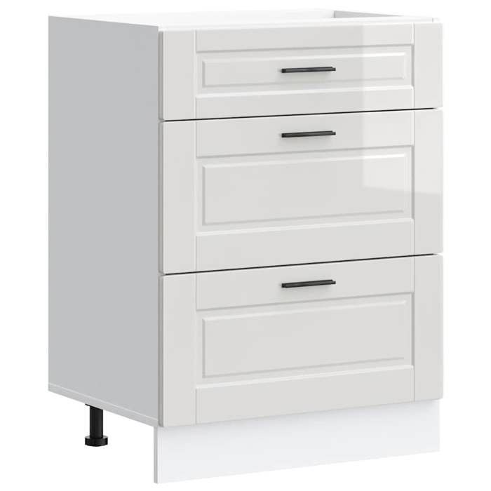 Meuble bas de cuisine « Porto » - vidaXL - bois dingénierie - blanc brillant - fixation murale - résistante à lhumidité 245ssn99m