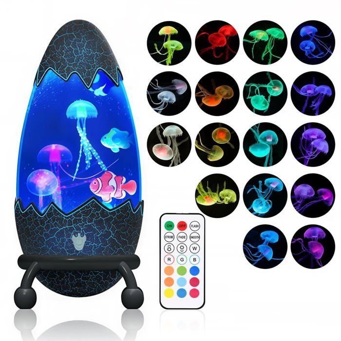 GuKKK Lampe à Lave à Méduses USB 17 Changement de Couleur Lampe dambiance Lampe Noël Cadeau Enfant Décoration de Chambre à Couc