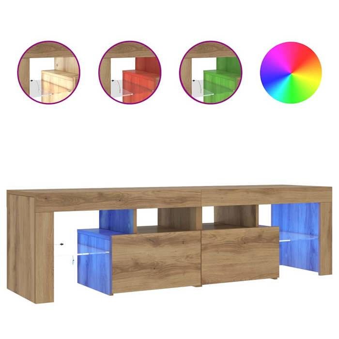 Luxe&Mode Meuble TV avec lumières LED chêne artisanal bois dingénierie 2 ans garantie LV17057