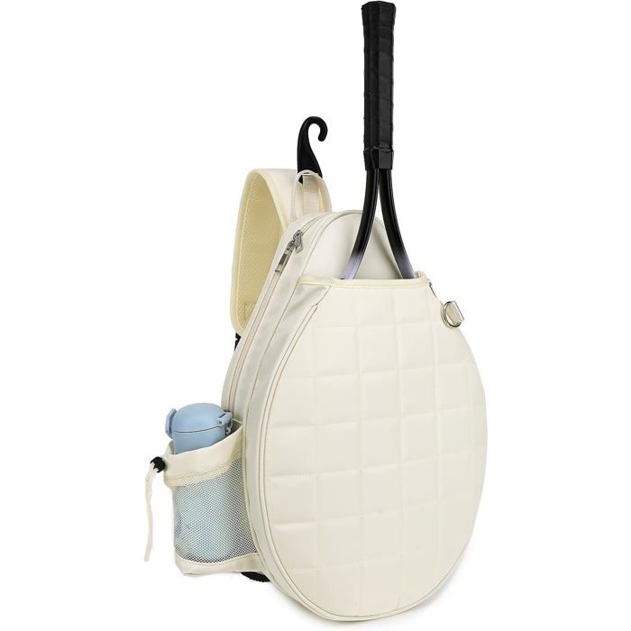 Sac à dos raquette tennis - Imperméable et matelassé Grande capacité - Tennis et badminton - Beige